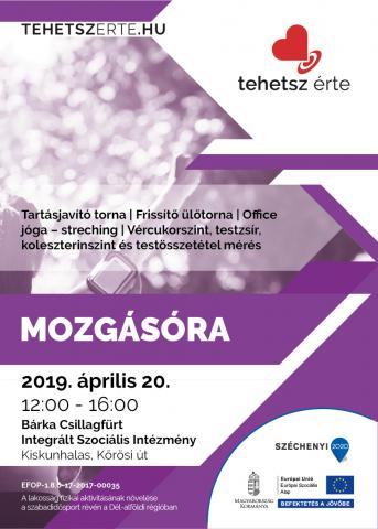 2019. április 20. - Mozgásóra - Kiskunhalas - Bárka Csillagfürt Integrált Szociális Intézmény